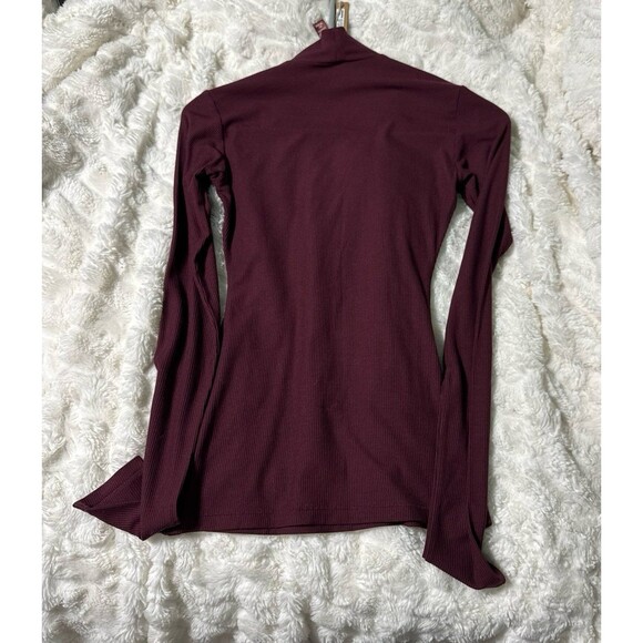 SKIMS NWT SOFT LOUNGE MOCK NECK LONG SLEEVE TOP | COLOR: BORDEAUX | SIZE: XSmall - Picture 7 of 7